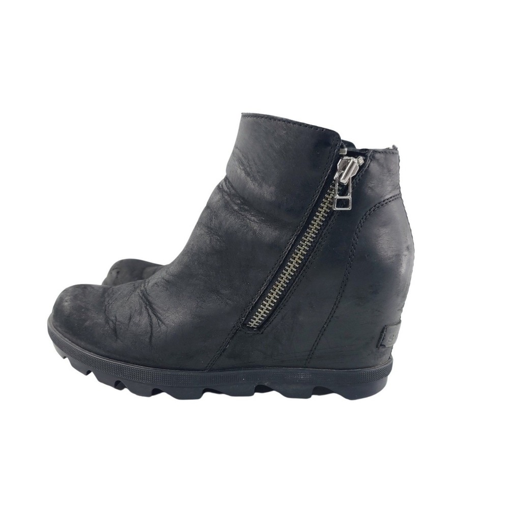 Sorel, Casual / Moto / Outdoor Boots Ankle Wedge Booties, Womens, Size 7.5 Black